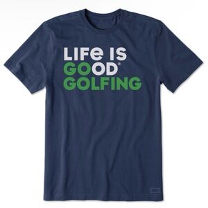Life is Good | Men's Go Golfing Crusher Crewneck Short Sleeve Tee Shirt